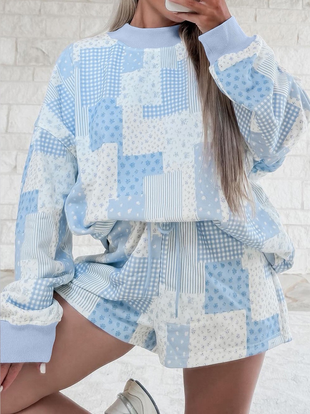 Patchwork Mockneck Set